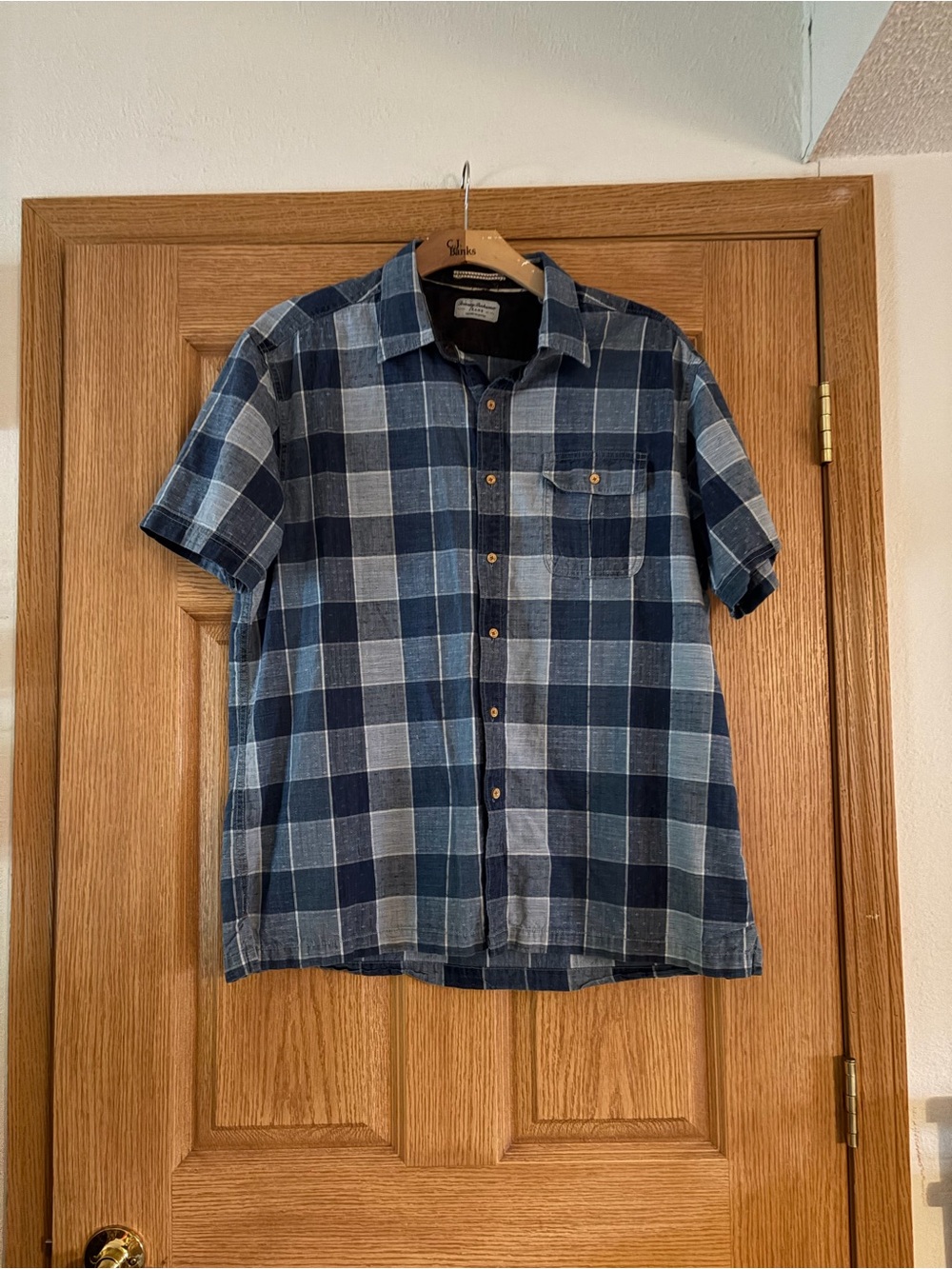 Tommy bahama men’s plaid short sleeve button blue XL 100% cotton